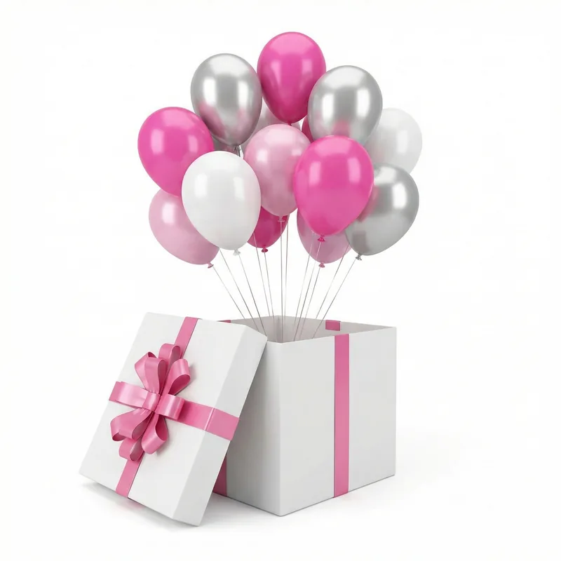 Überraschungsbox mit Ballons